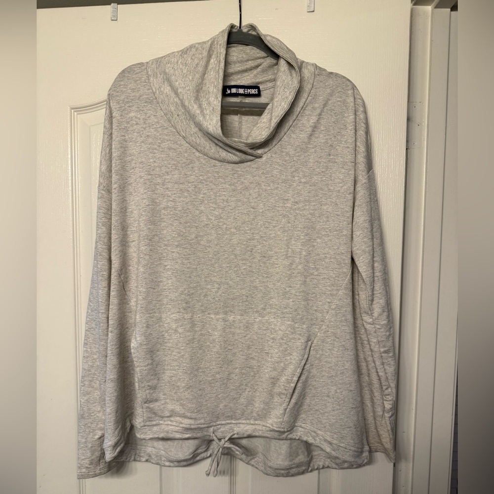 Ink Love & Peace gray cowl neck pullover sweater in heather gray